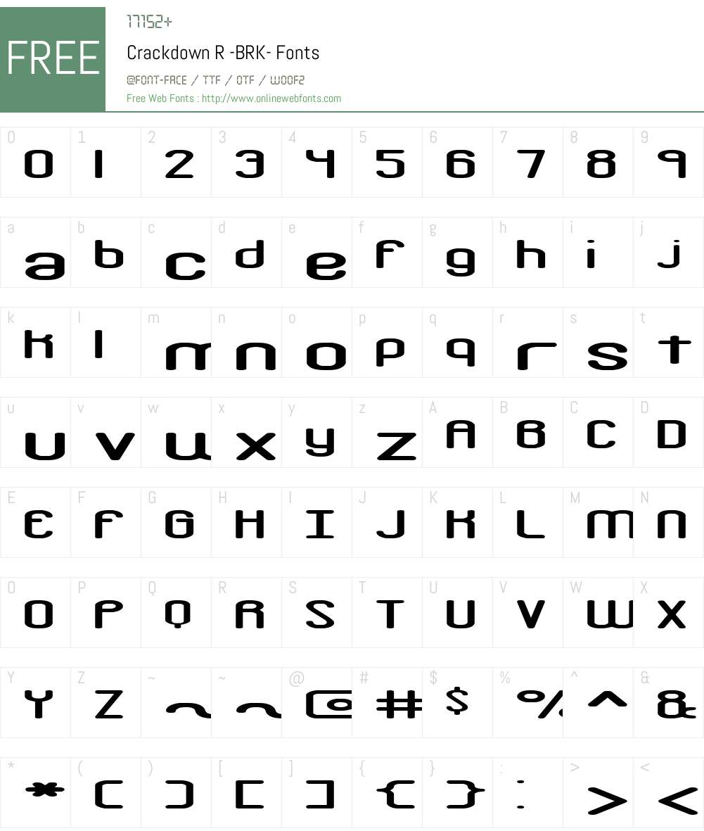 Crackdown R (BRK) Font Screenshots