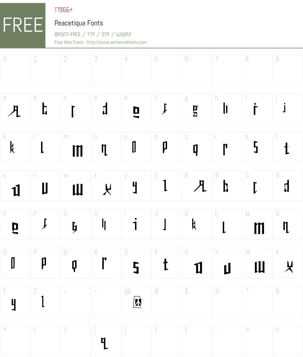 Peacetiqua Font Screenshots