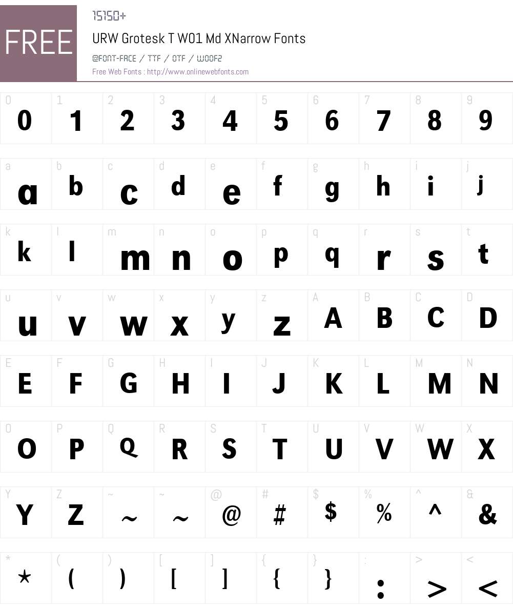URWGroteskTW01-MdXNarrow Font Screenshots