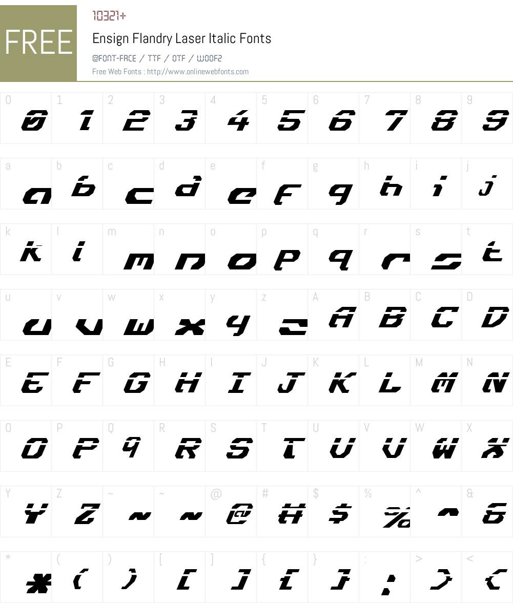 Ensign Flandry Laser Italic Font Screenshots