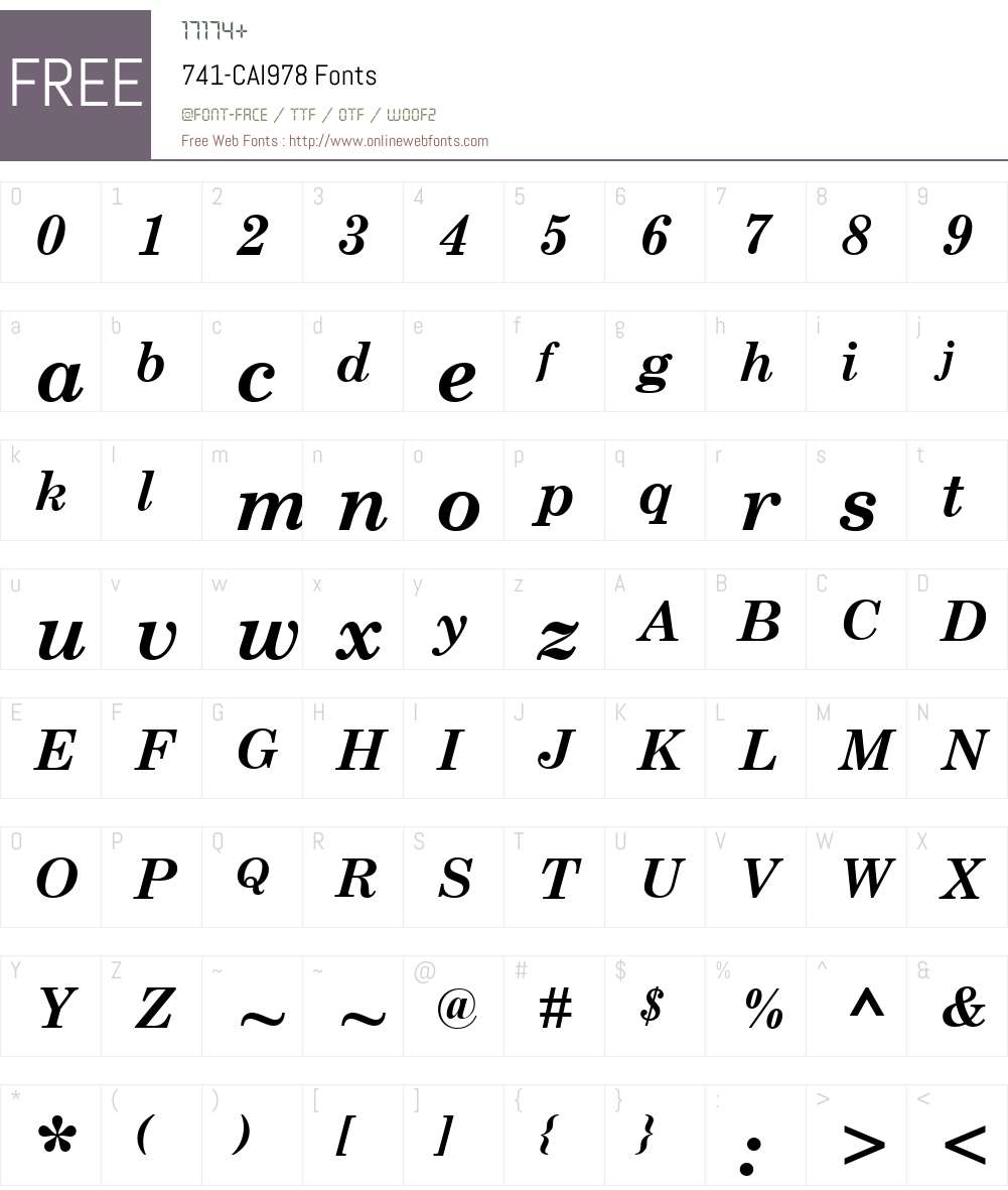 741-CAI978 Font Screenshots