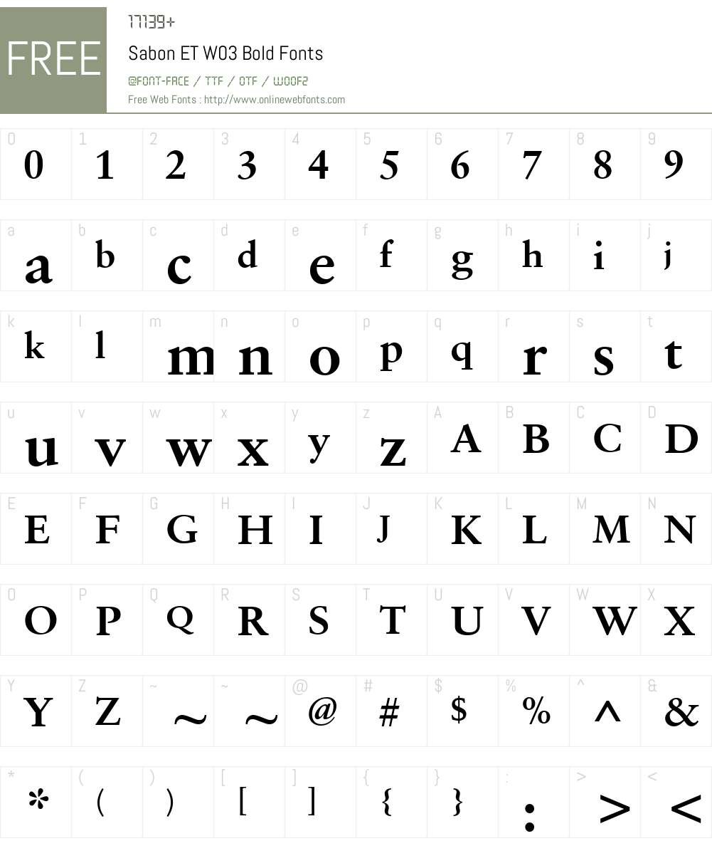 Sabon eText Font Screenshots