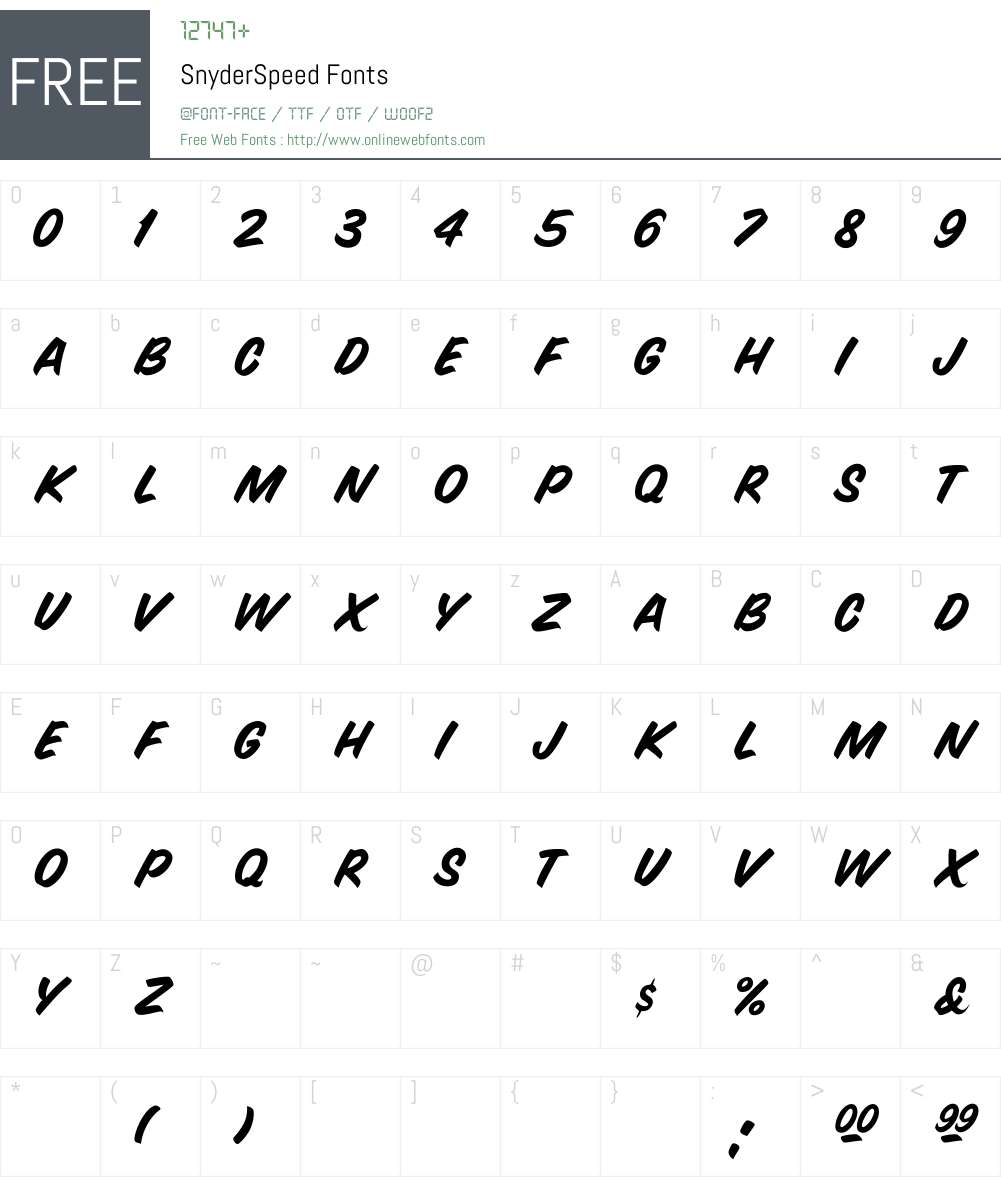 SnyderSpeed Font Screenshots
