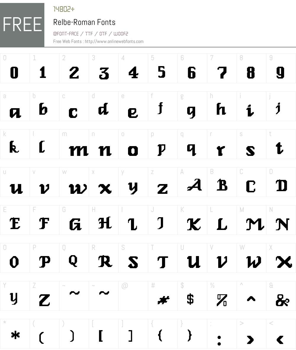 Relbe-Roman Font Screenshots