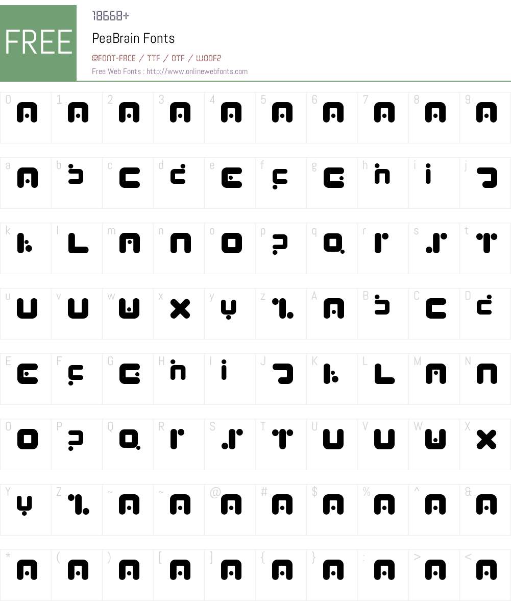 PeaBrain Font Screenshots