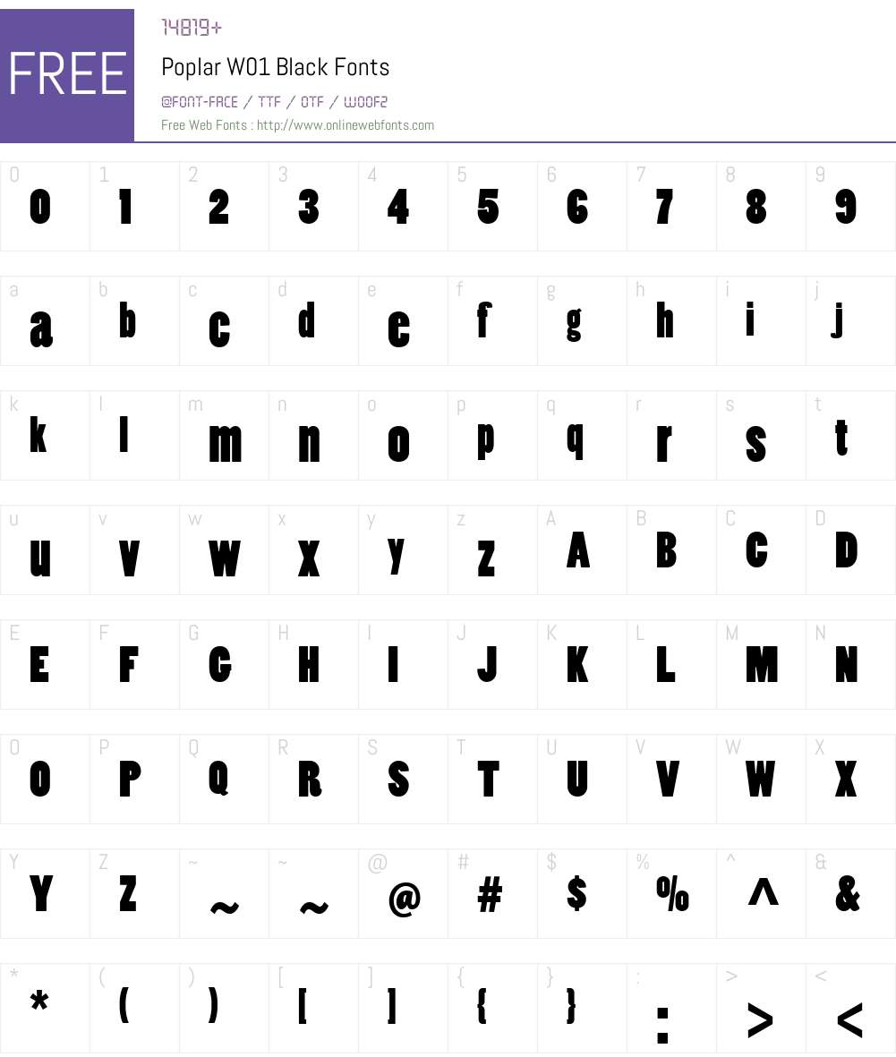 PoplarW01-Black Font Screenshots