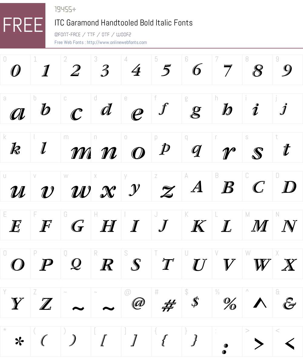 ITC Garamond Handtooled Font Screenshots