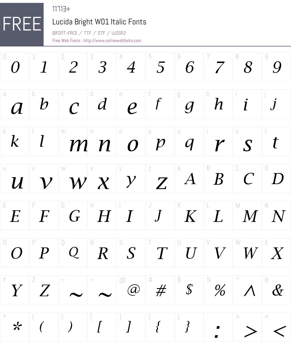 LucidaBrightW01-Italic Font Screenshots