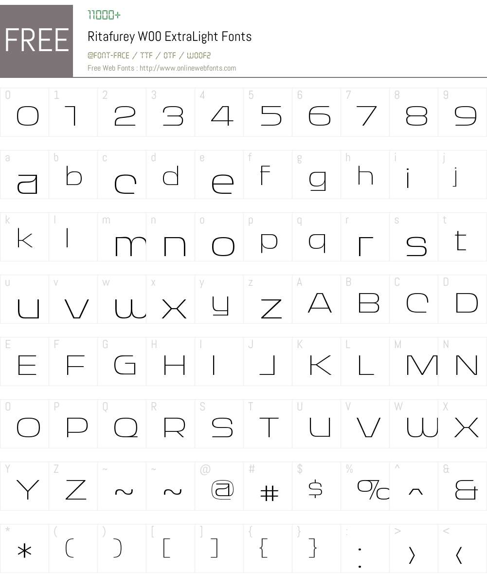 RitafureyW00-ExtraLight Font Screenshots
