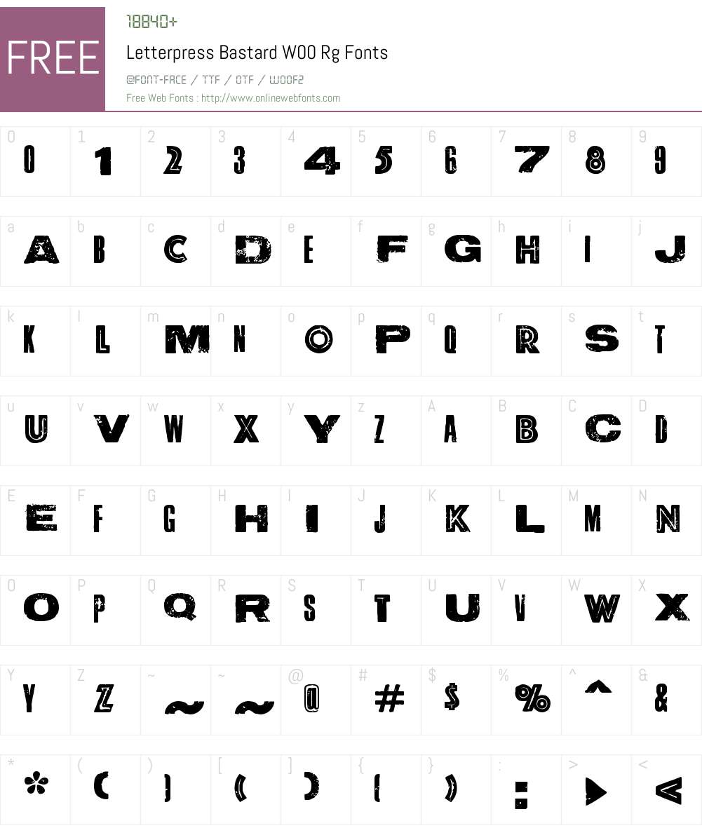 LetterpressBastardW00-Rg Font Screenshots