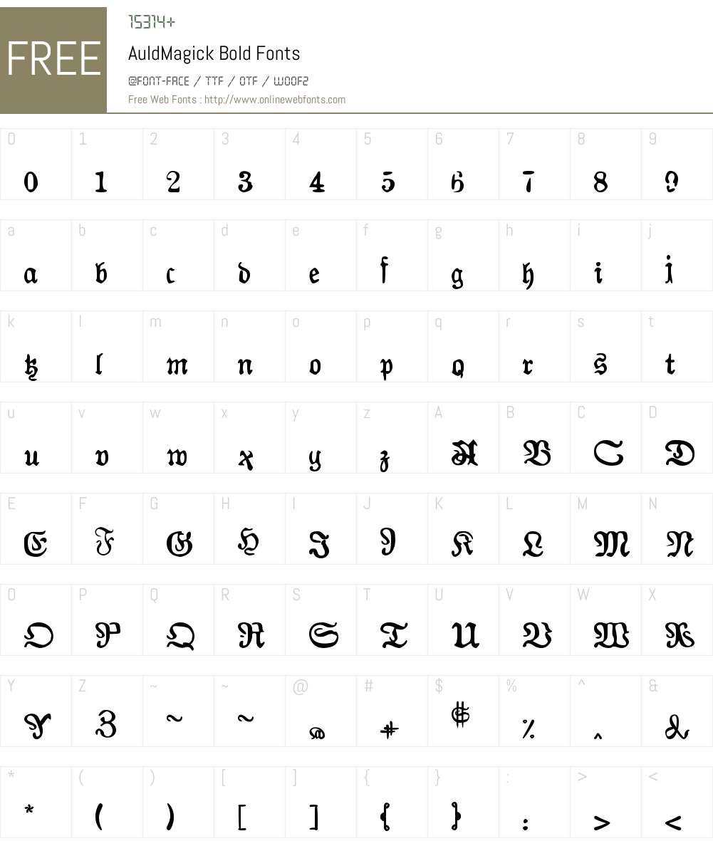AuldMagick Bold Font Screenshots
