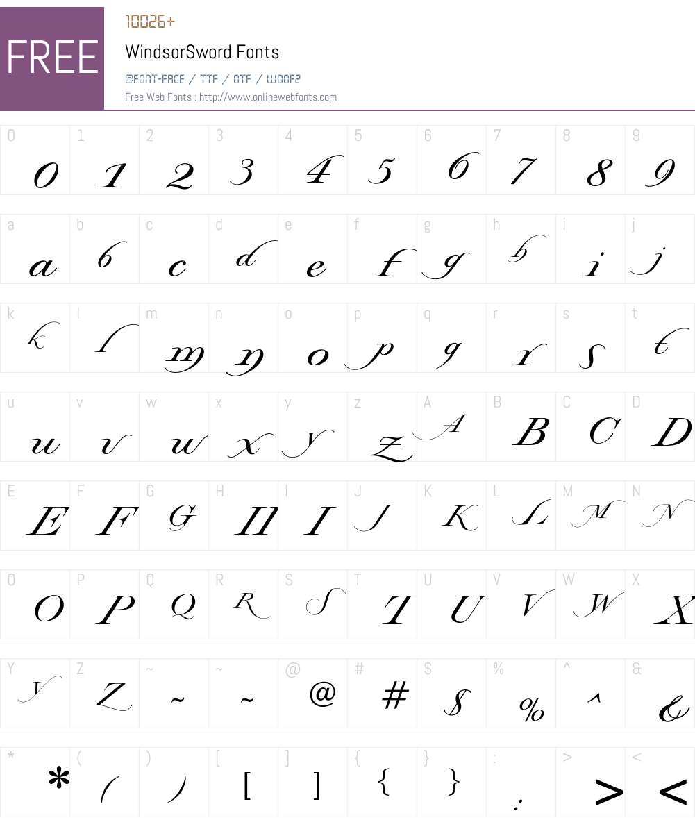 WindsorSword Font Screenshots