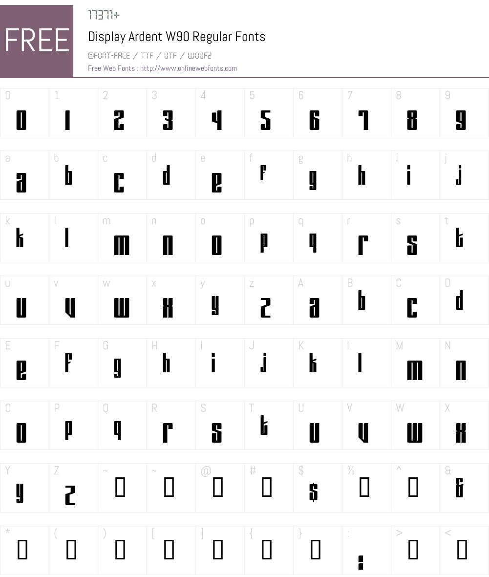 Display Ardent Font Screenshots