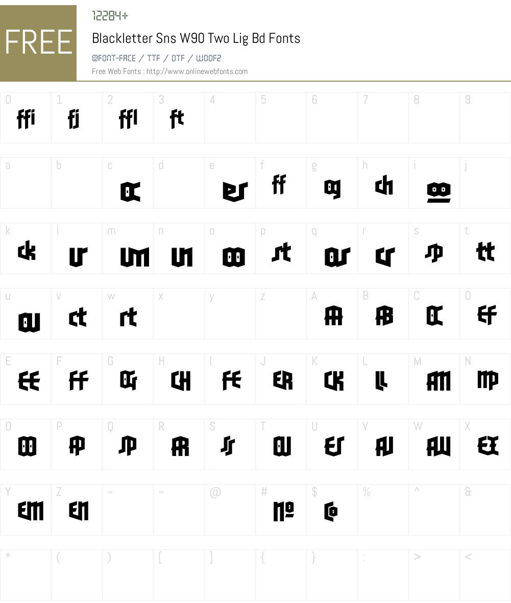 BlackletterSnsW90-TwoLigBd Font Screenshots