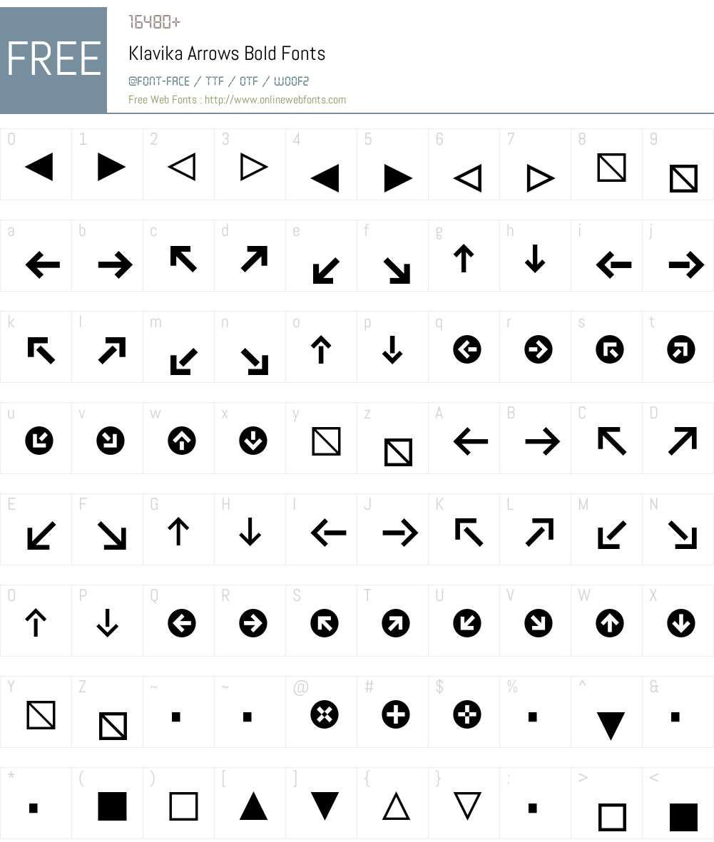 Klavika Arrows Font Screenshots