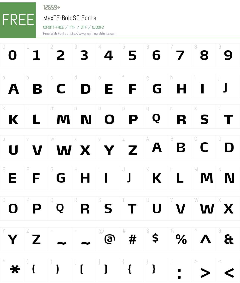 MaxTF-BoldSC Font Screenshots
