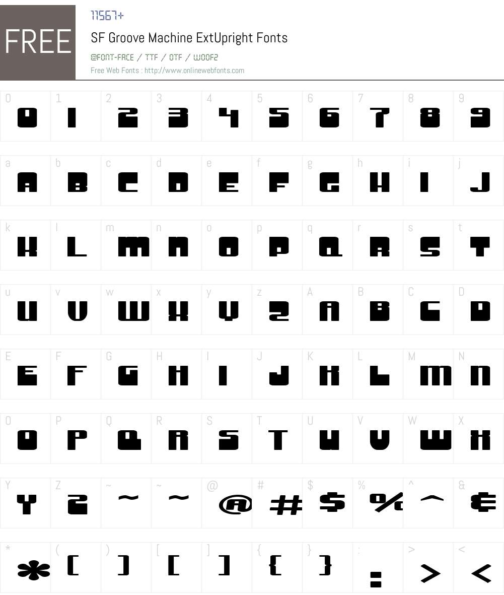 SF Groove Machine ExtUpright Font Screenshots