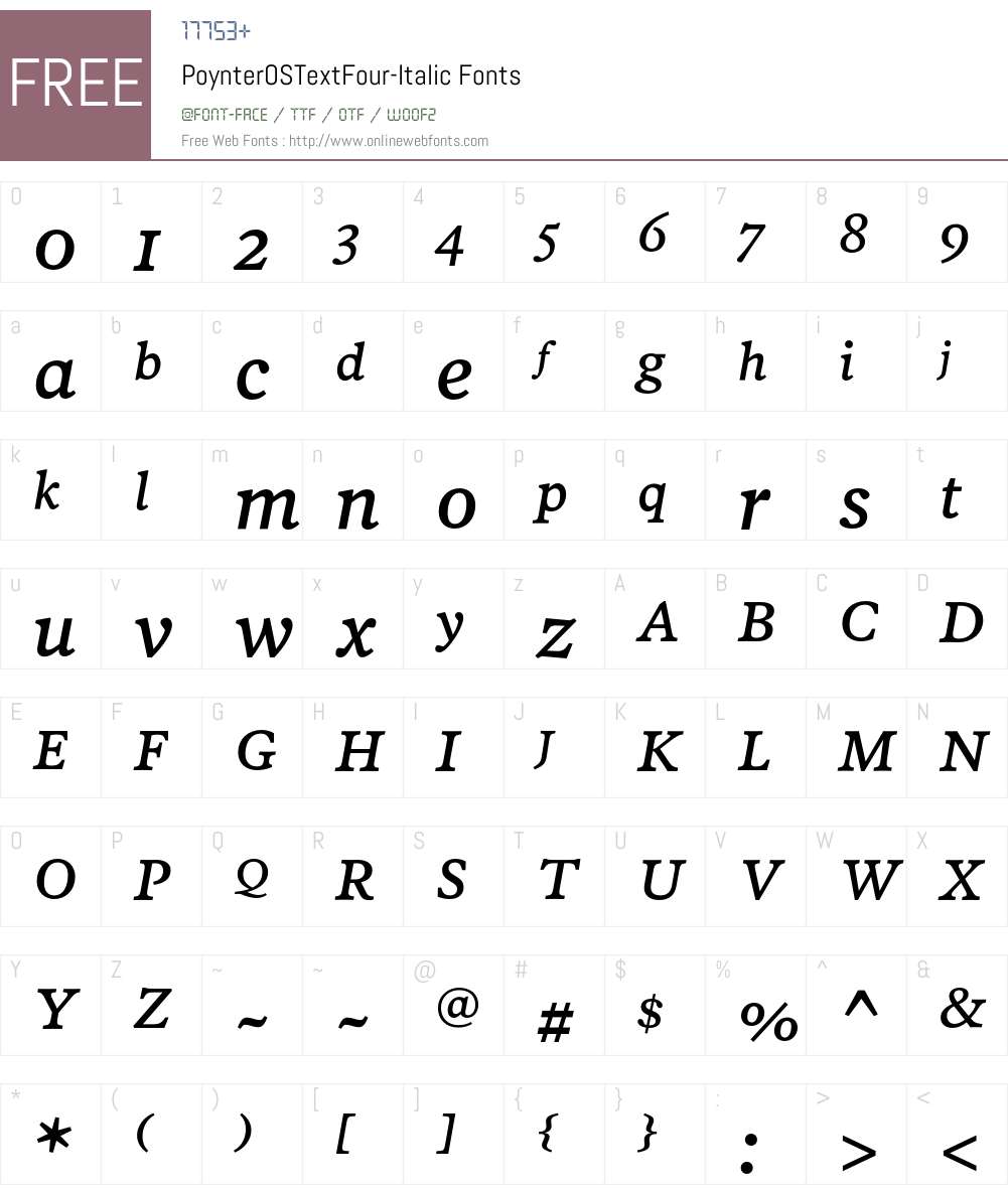 PoynterOSTextFour Font Screenshots