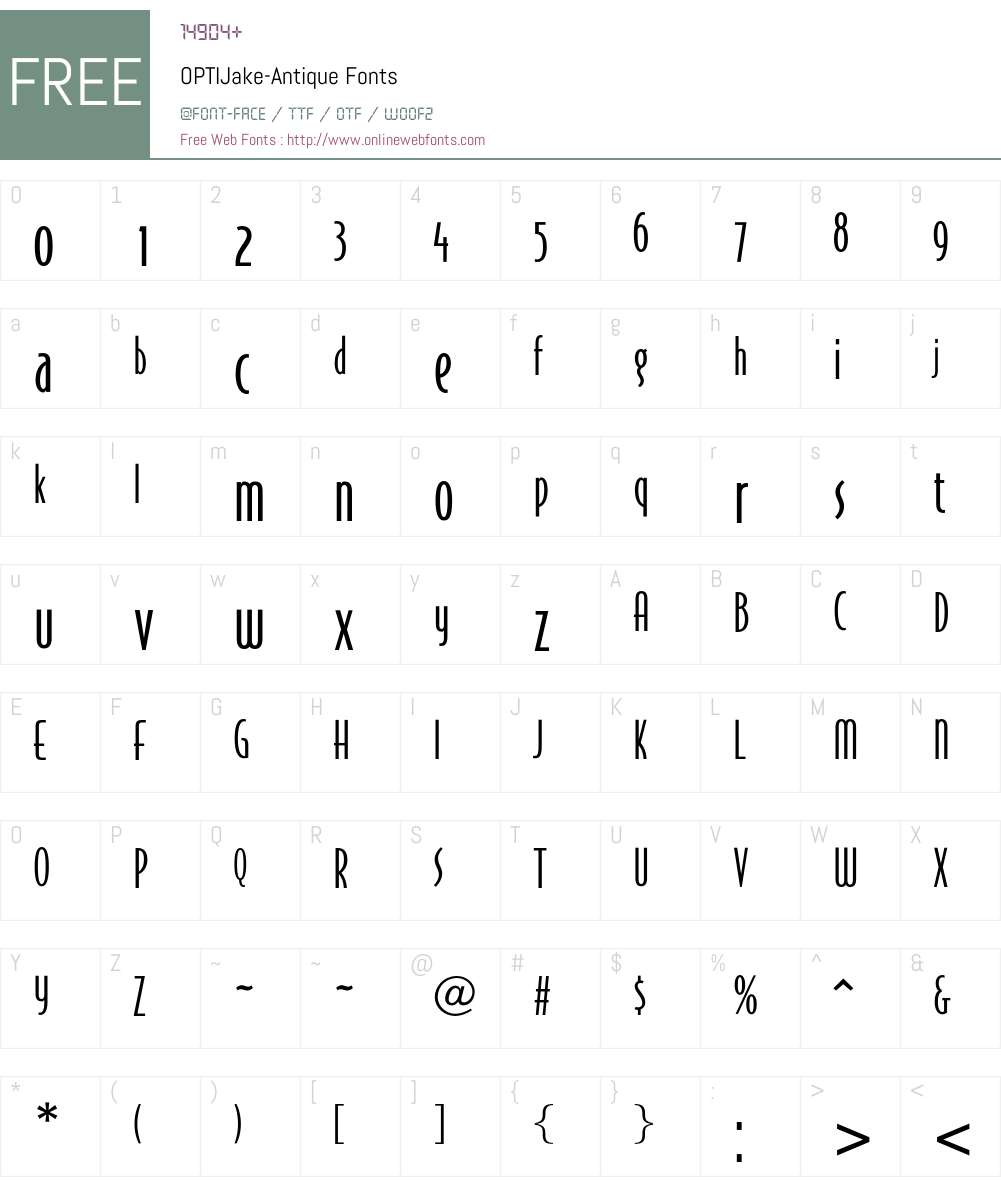 OPTIJake Font Screenshots