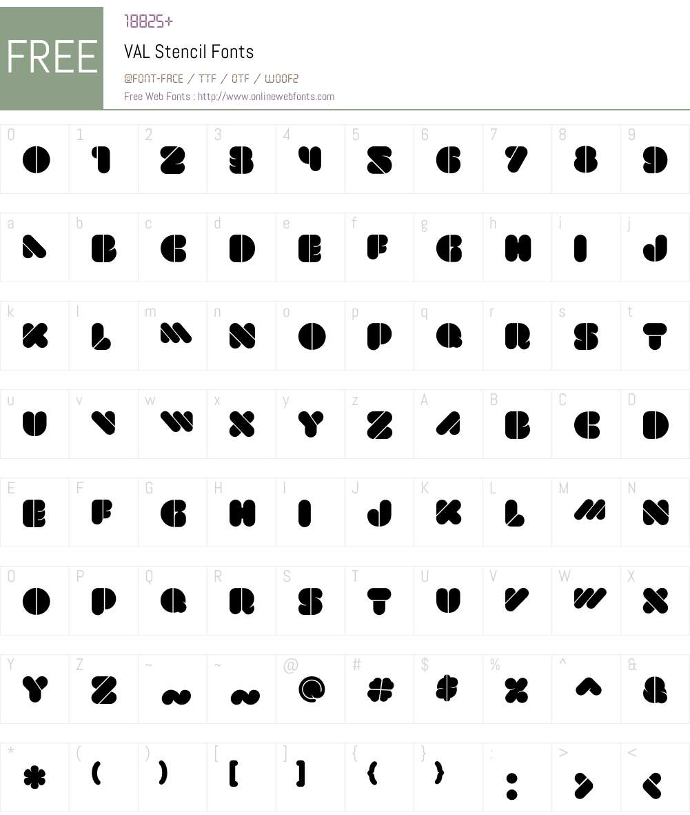 VAL Stencil Font Screenshots