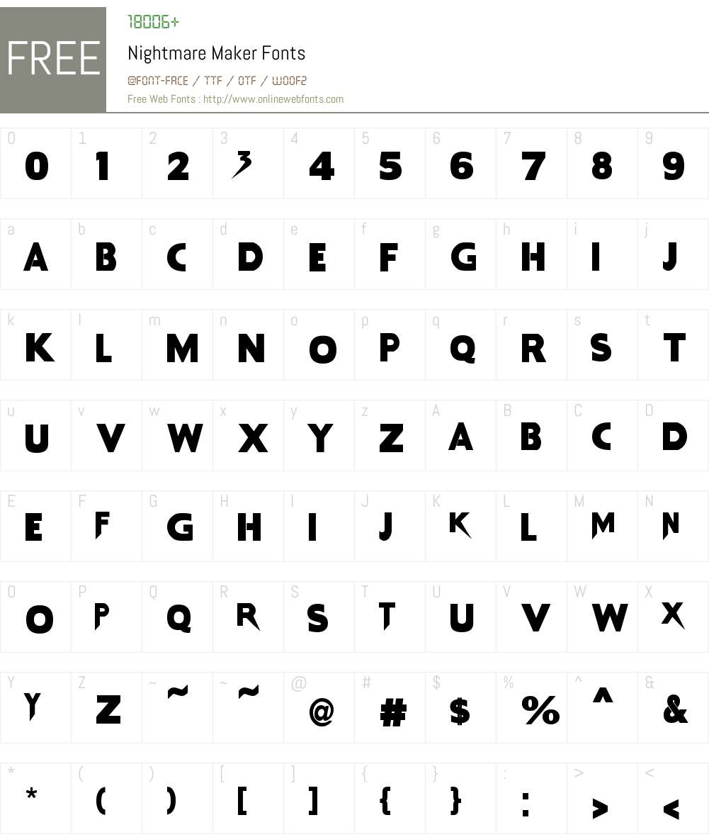 Nightmare Maker Font Screenshots