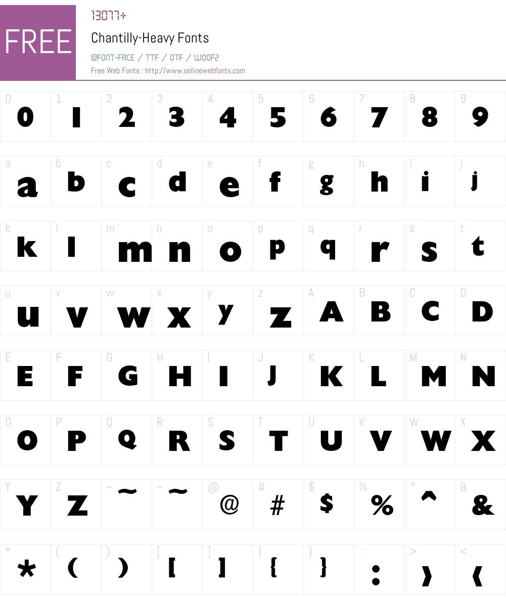 Chantilly-Heavy Font Screenshots