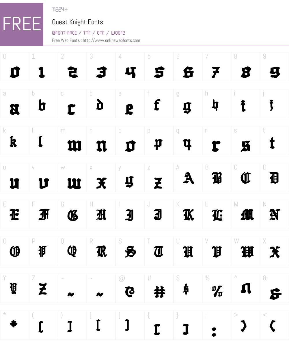 Quest Knight Font Screenshots