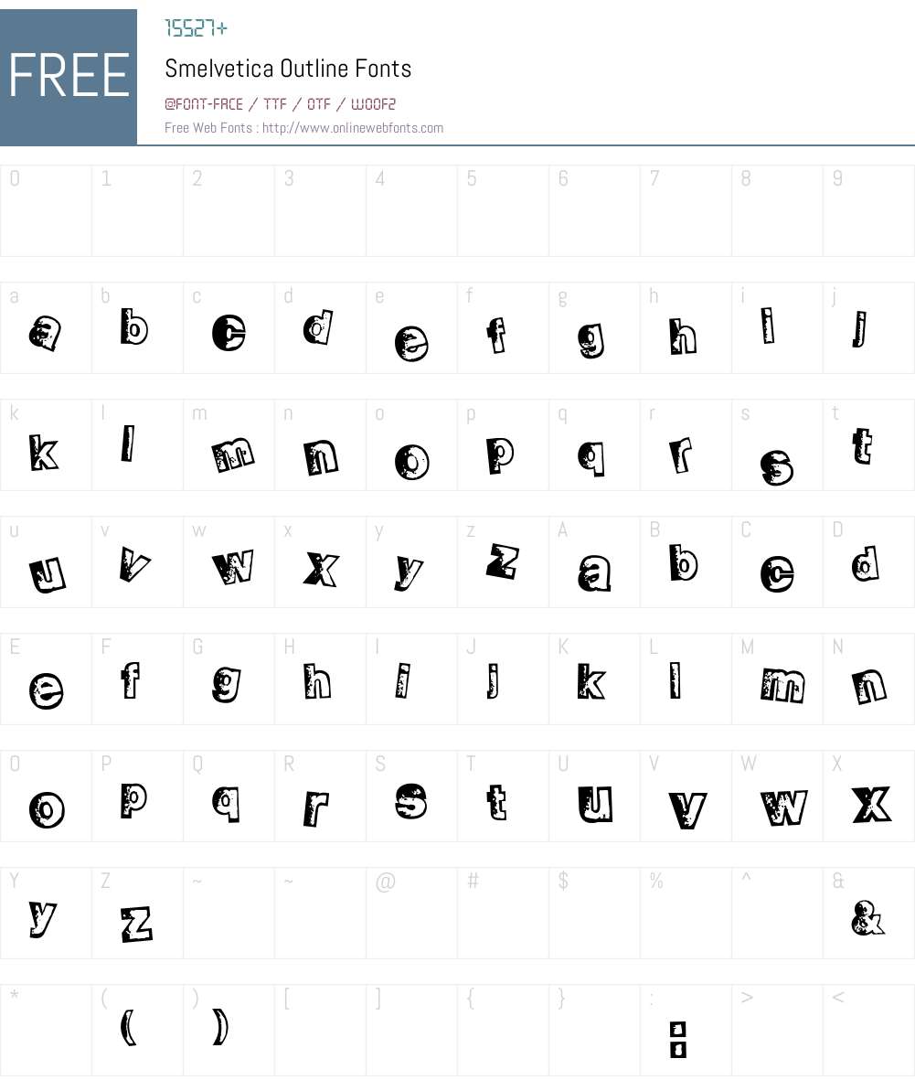 Smelvetica Outline Font Screenshots