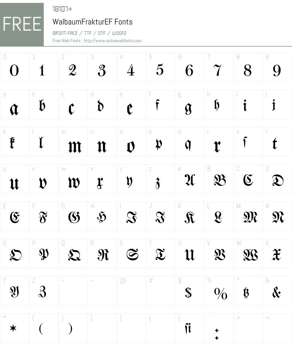 WalbaumFrakturEF Font Screenshots