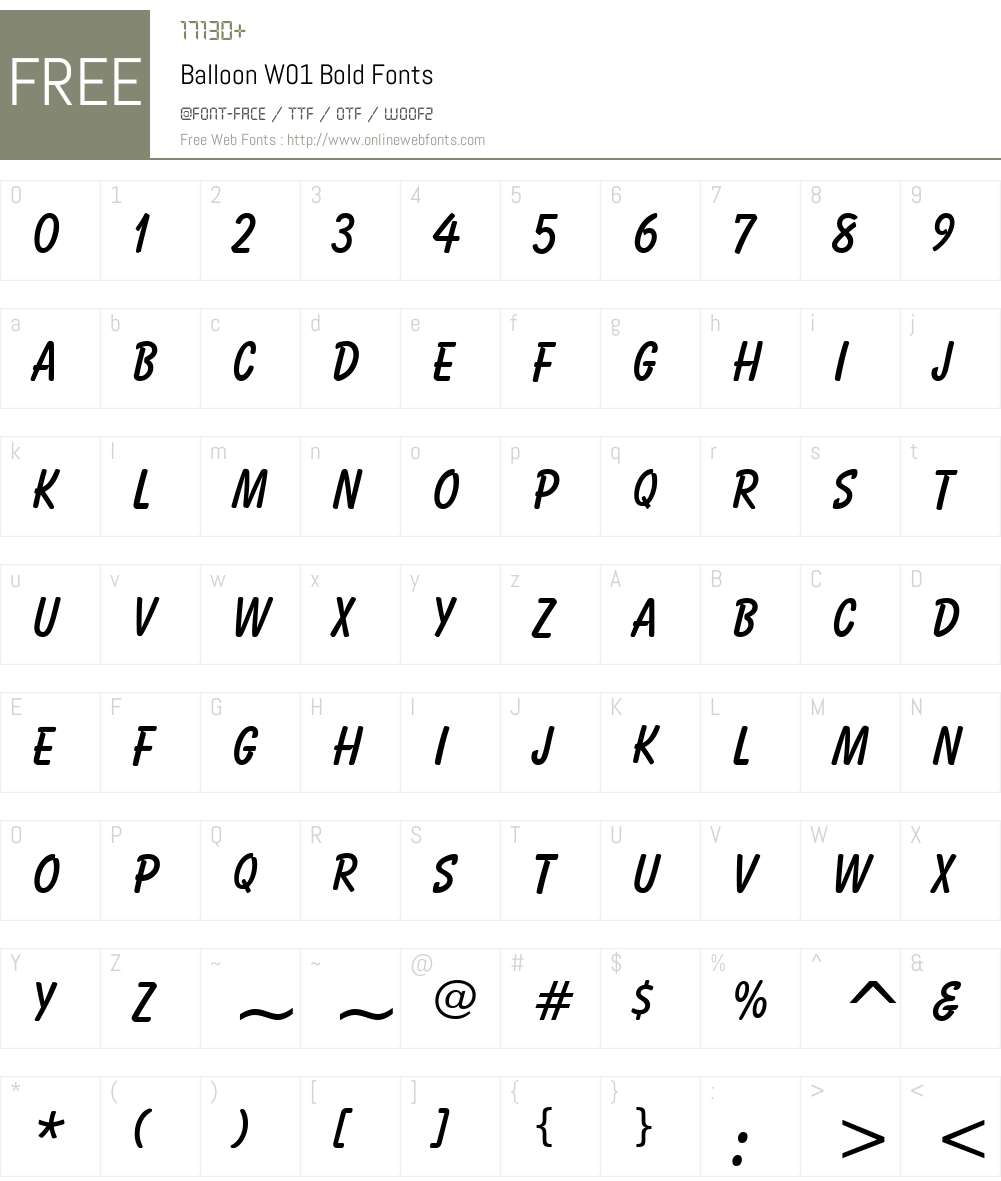 BalloonW01-Bold Font Screenshots