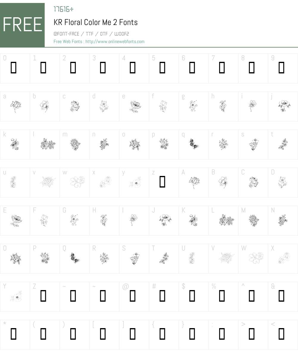 KR Floral Color Me 2 Font Screenshots