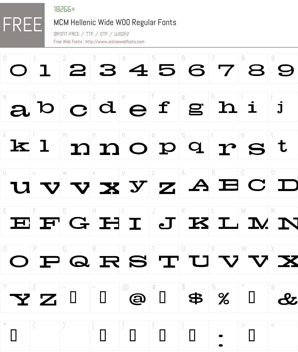 MCM Hellenic Wide Font Screenshots