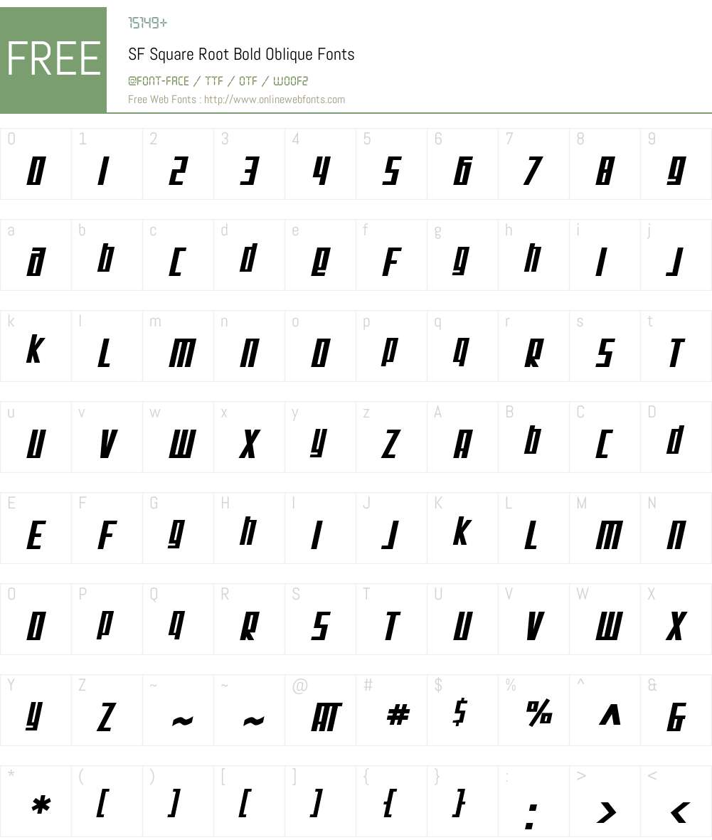 SF Square Root Font Screenshots