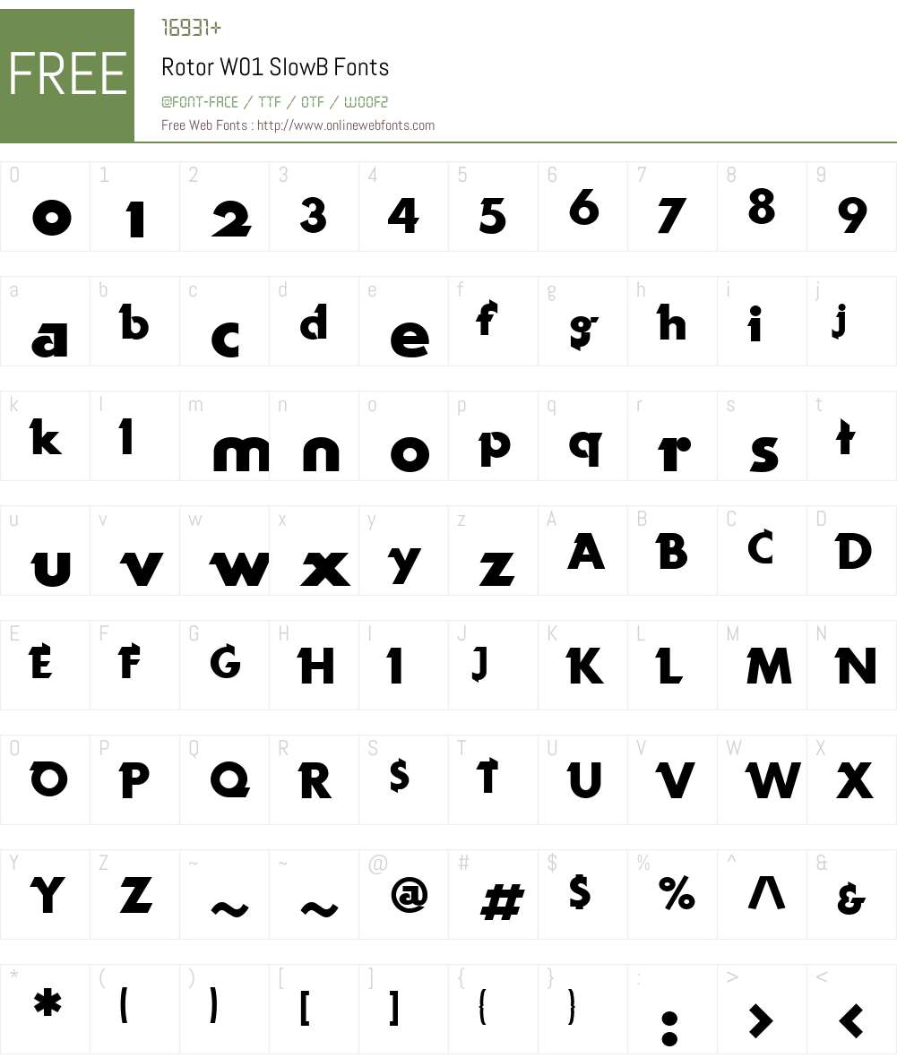 RotorW01-SlowB Font Screenshots