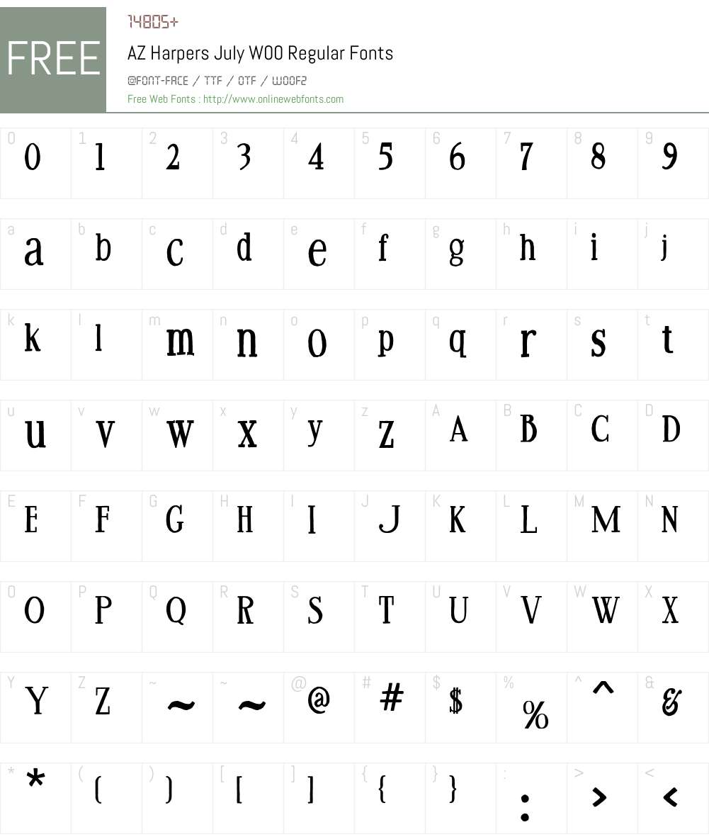 AZHarpersJulyW00-Regular Font Screenshots