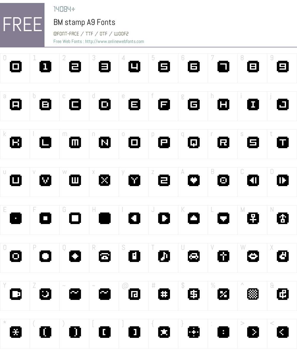 BM stamp Font Screenshots