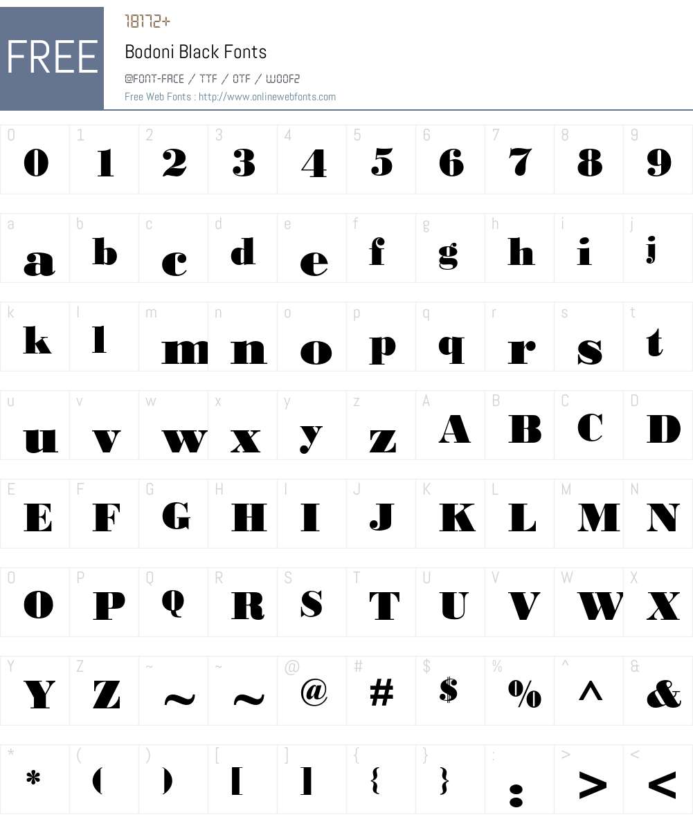 Bodoni Font Screenshots