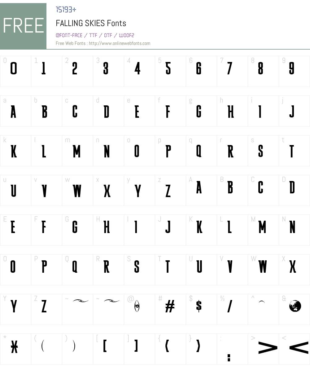 FALLING SKIES Font Screenshots