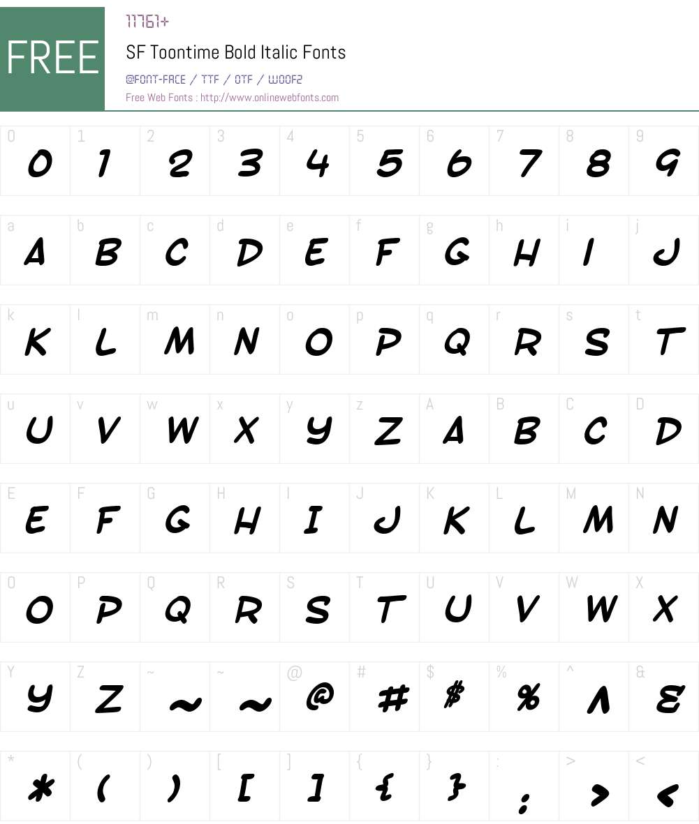 SF Toontime Font Screenshots