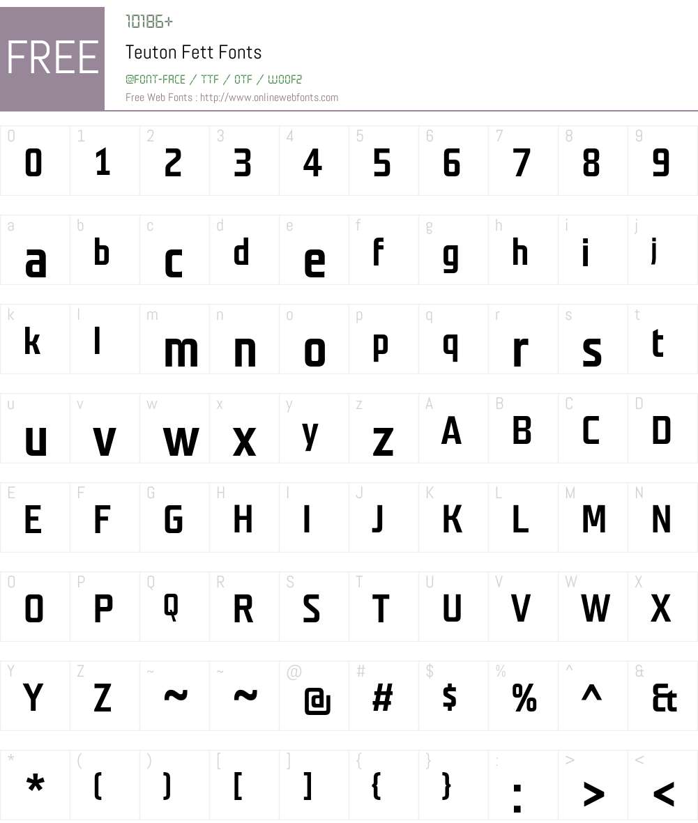 Teuton Fett Font Screenshots