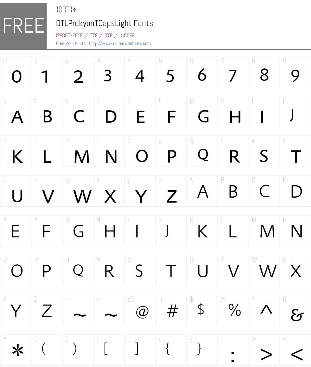 DTLProkyonTCapsLight Font Screenshots