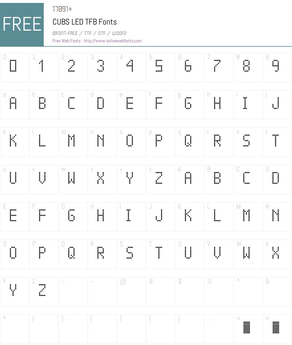CUBS LED TFB Font Screenshots