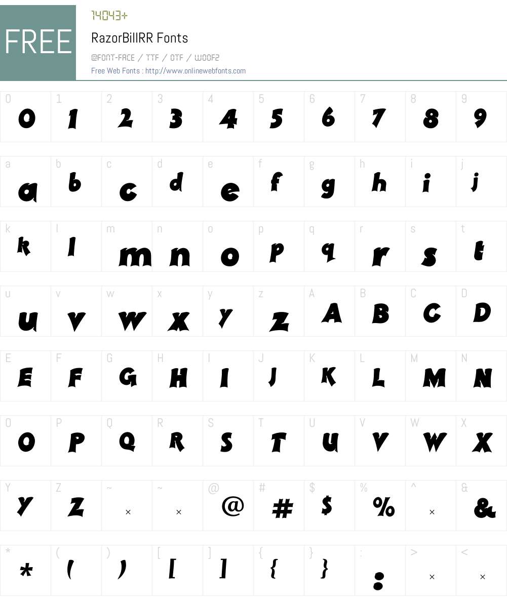 RazorBillRR Font Screenshots