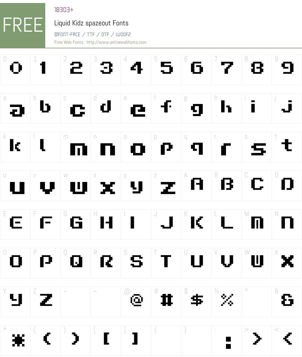 Liquid Kidz spazeout Font Screenshots