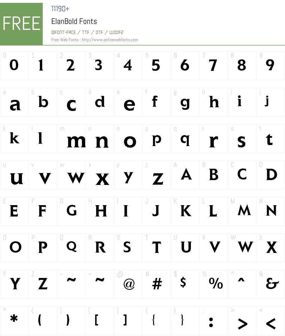 Elan Font Screenshots