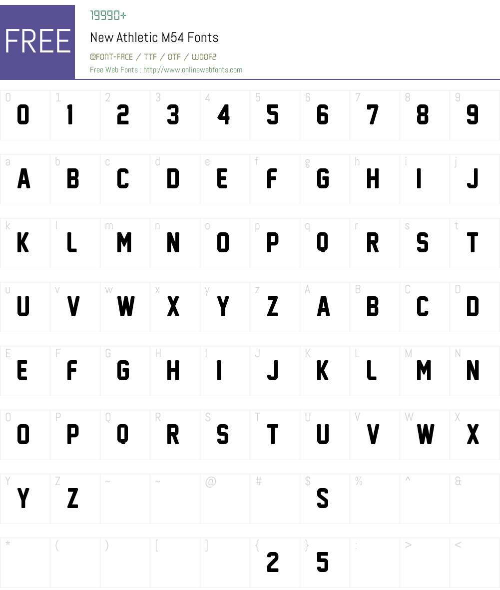 New Athletic M54 Font Screenshots