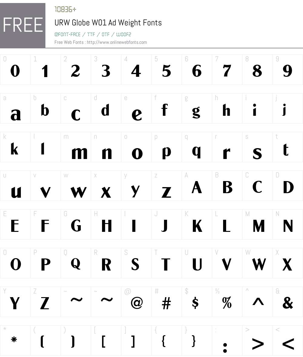URWGlobeW01-AdWeight Font Screenshots
