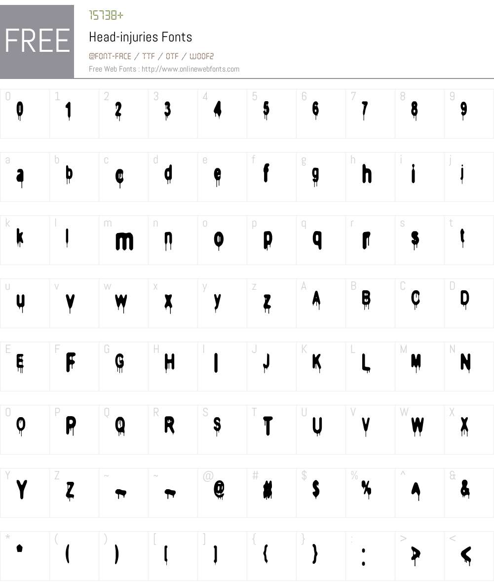 Head-injuries Font Screenshots