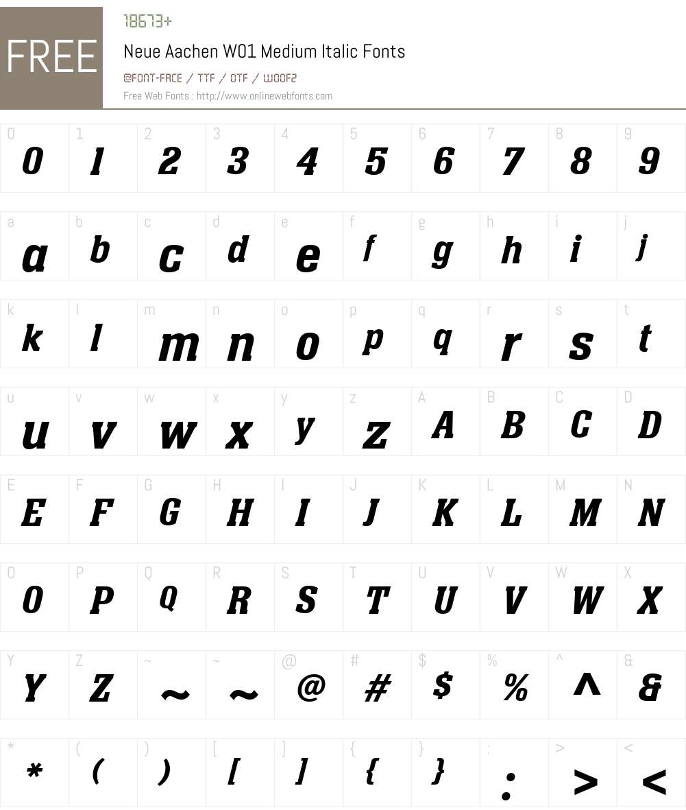 NeueAachenW01-MediumItalic Font Screenshots