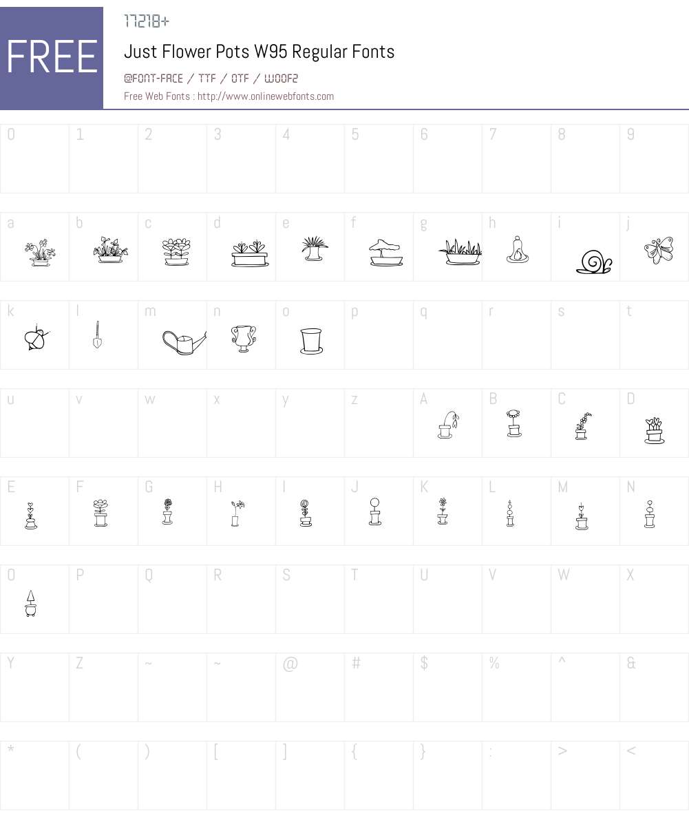 JustFlowerPotsW95-Regular Font Screenshots